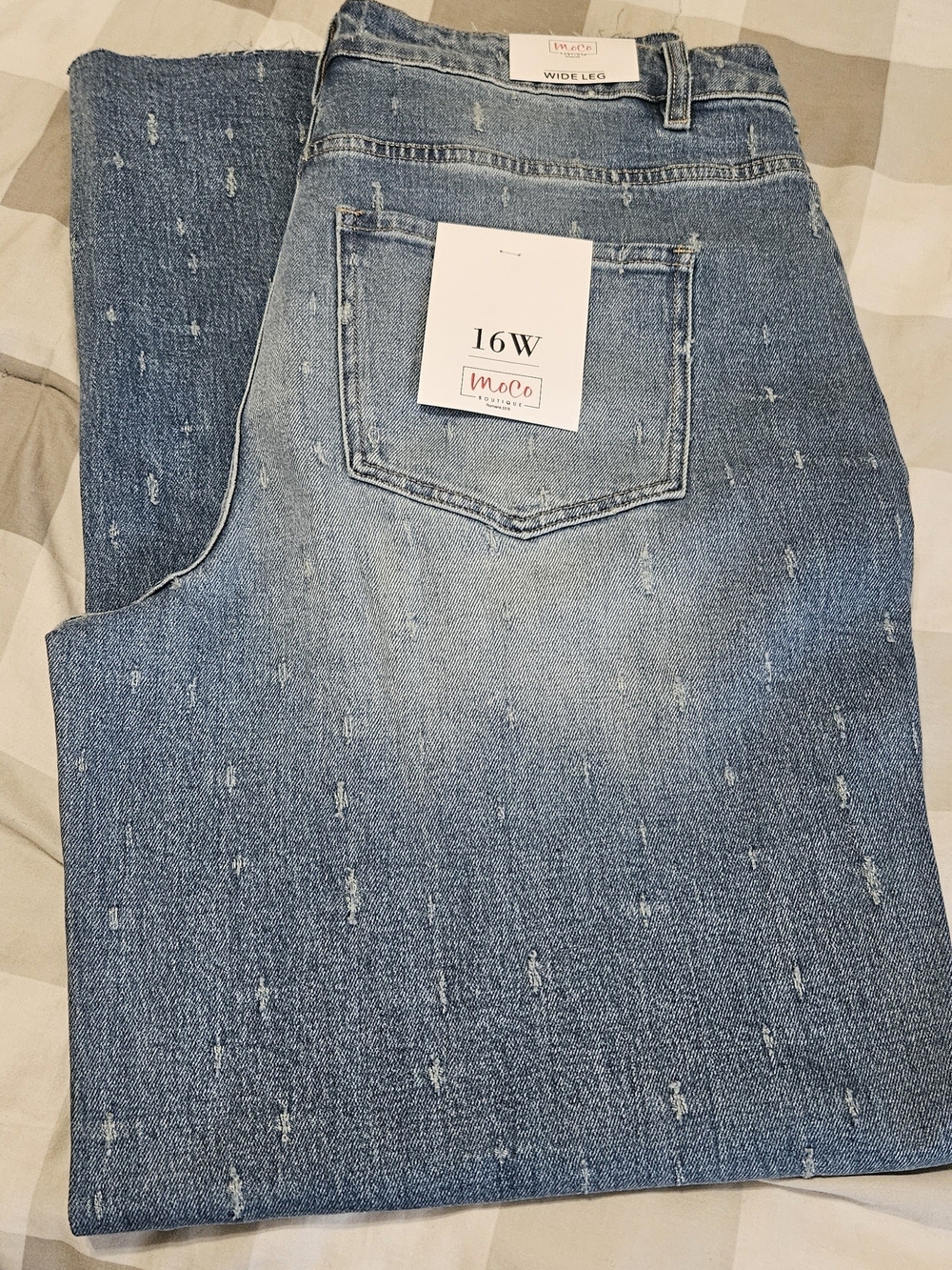 Wide Leg Women’s Jeans - Light Blue Distressed